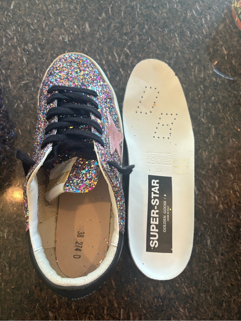 Golden Goose Multicolor Glitter Sneakers with Pink Star - Picture 5 of 5